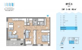 Apartment, 3+kk, 2<sup>nd</sup> Floor, 70.0 m<sup>2</sup>