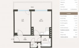 Apartment, 2+kk, 4<sup>th</sup> Floor, 44.8 m<sup>2</sup>