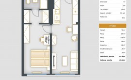 Apartment, 2+kk, 3<sup>th</sup> Floor, 47.5 m<sup>2</sup>