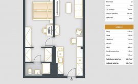 Apartment, 2+kk, 5<sup>th</sup> Floor, 48.7 m<sup>2</sup>