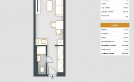 Apartment, 1+kk, 7<sup>th</sup> Floor, 22.6 m<sup>2</sup>