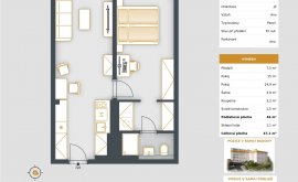 Apartment, 2+kk, 7<sup>th</sup> Floor, 46.0 m<sup>2</sup>