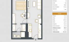 Apartment, 2+kk, 7<sup>th</sup> Floor, 46.0 m<sup>2</sup>