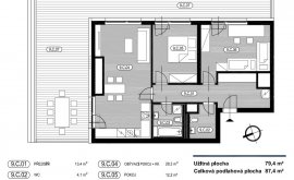 Apartment, 3+kk, 9<sup>th</sup> Floor, 87.4 m<sup>2</sup>