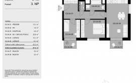 Apartment, 3+kk, 3<sup>th</sup> Floor, 67.2 m<sup>2</sup>