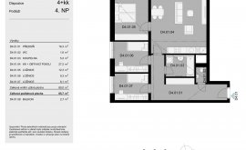 Apartment, 4+kk, 4<sup>th</sup> Floor, 85.7 m<sup>2</sup>