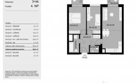 Apartment, 3+kk, 4<sup>th</sup> Floor, 68.9 m<sup>2</sup>