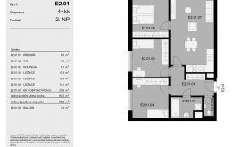 Apartment, 4+kk, 2<sup>nd</sup> Floor, 88.9 m<sup>2</sup>
