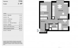 Apartment, 3+kk, 3<sup>th</sup> Floor, 68.5 m<sup>2</sup>