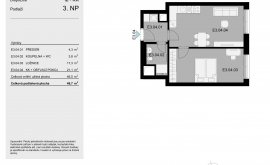 Apartment, 2+kk, 3<sup>th</sup> Floor, 49.7 m<sup>2</sup>