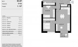 Apartment, 4+kk, 3<sup>th</sup> Floor, 88.7 m<sup>2</sup>