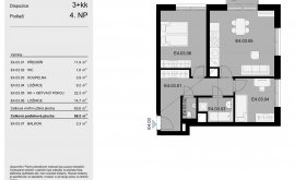 Apartment, 3+kk, 4<sup>th</sup> Floor, 68.5 m<sup>2</sup>