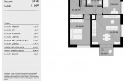 Apartment, 3+kk, 4<sup>th</sup> Floor, 68.4 m<sup>2</sup>